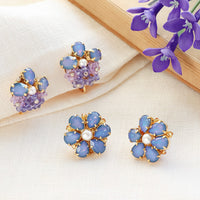 Recipe No.KR0614 Kiwa crystal flower bijou ear accessories 2 types