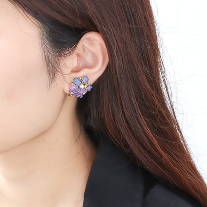 Recipe No.KR0614 Kiwa crystal flower bijou ear accessories 2 types