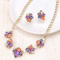 Recipe No.KR0624 Kiwa crystal mixed bijou neck and earrings