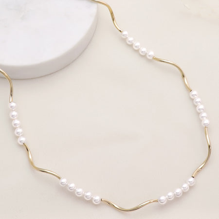 Recipe No.KR0628 Crystal pearl spiral necklace