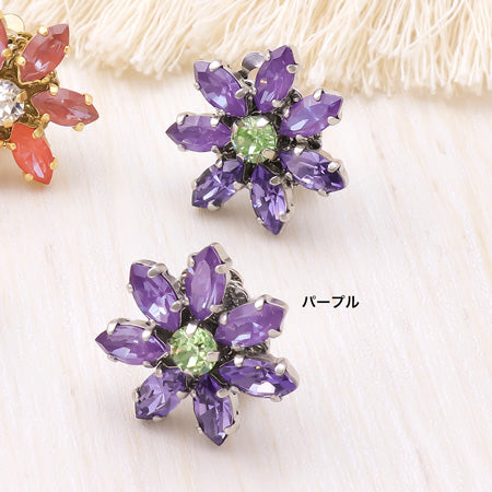 Recipe No.KR0629 Kiwa crystal marquise flower earrings