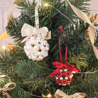 Crystal ribbon and ribbon beads ball ornament