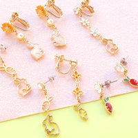 レシピNo.KR0663　アニマルシルエットチャーム うさぎ＆にんじんのイヤーアクセサリー4種