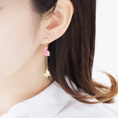 Recipe No.KR0683 Sakura and animal charm earrings 2 types