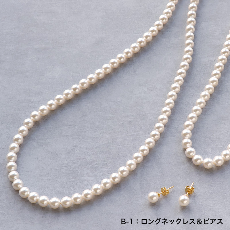 Recipe No.KR0693 Two types of crystal pearl neck and earrings and arranged charm