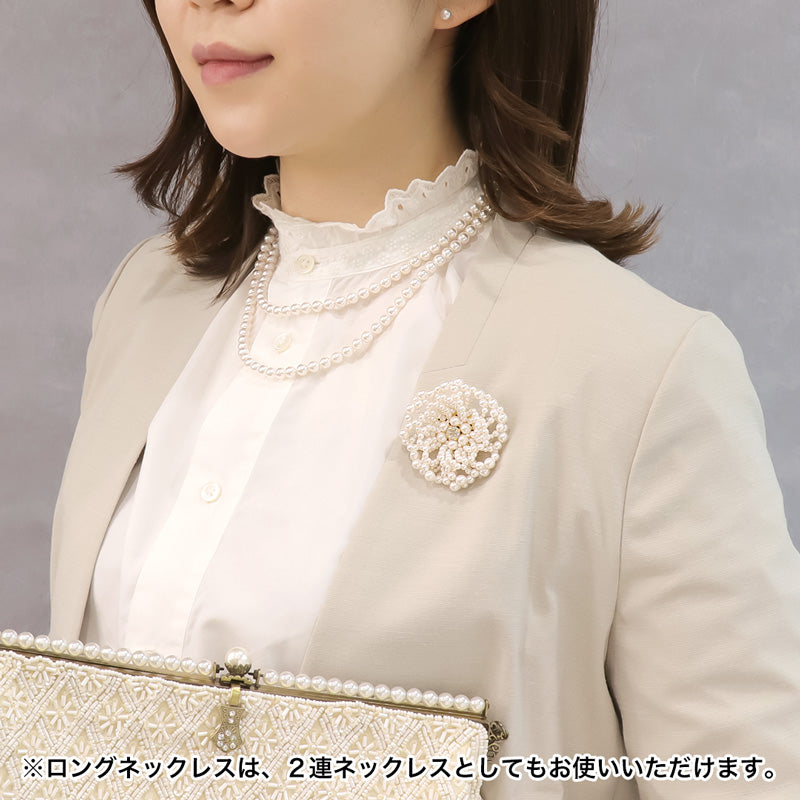 Recipe No.KR0693 Two types of crystal pearl neck and earrings and arranged charm