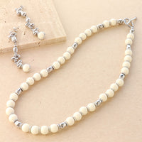 レシピNo.KR0699　ドイツ製アクリル丸とCCBパーツのネック＆ピアス