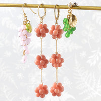 レシピNo.KR0703　ドイツ製アクリル丸玉のボタニカルピアス3種(KR0519)