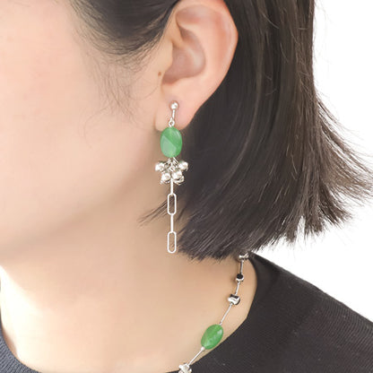 Recipe No.KR0712 German-made acrylic oval cut neck and earrings