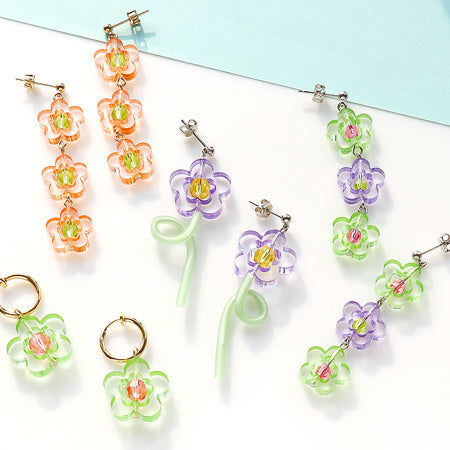 Recipe No.KR0822 Cheerful flower ear accessories 3 types