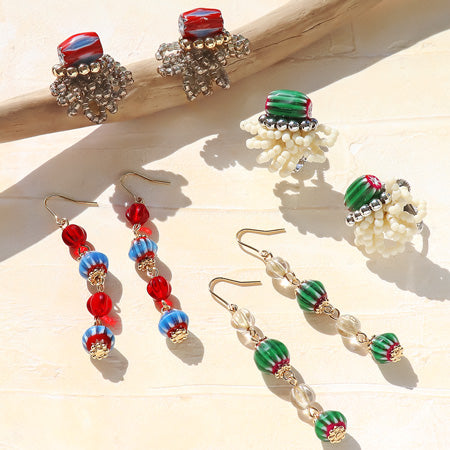 Recipe No.KR0831 2 types of African trade bead ear accessories