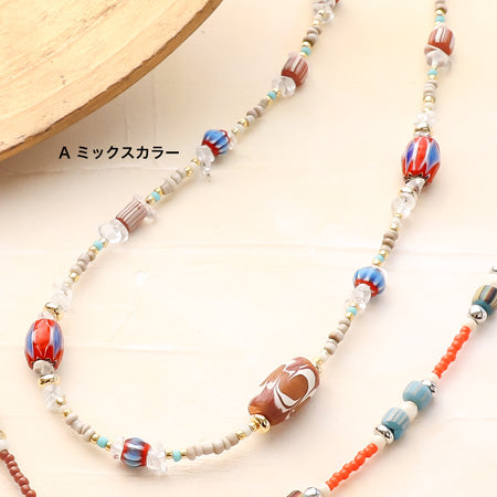 Recipe No.KR0833 2 types of African trade bead random form necklaces