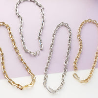 レシピNo.KR0839　デザインチェーンのボリュームショートネックレス2種