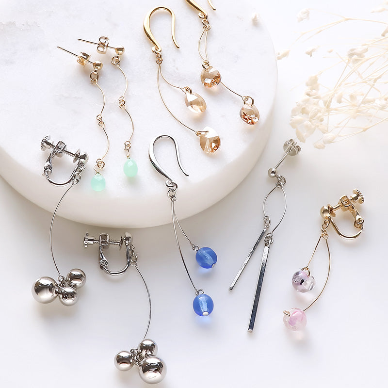 Recipe No.KR0841 6 types of ear accessories with joint parts curves