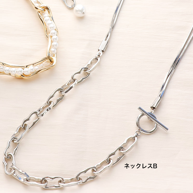 レシピNo.KR0848　デザインチェーンのコンビネーションアクセサリー3種