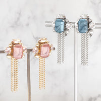 レシピNo.KR0857　ドイツ製アクリルオクタゴンのビジューイヤーアクセサリー