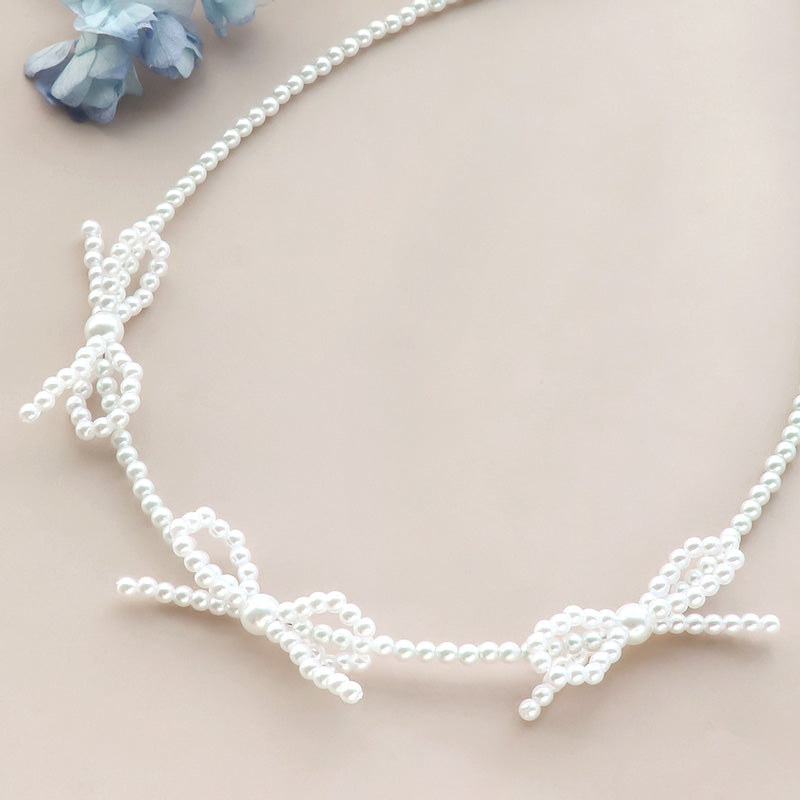 Recipe No.KR0864 Pearl Ribbon necklace