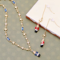 レシピNo.KR0872　チャームくるみ割り人形と星のネック＆ピアス