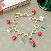 レシピNo.KR0874　チャームクリスマスとクリスタルパールのバッグチャーム