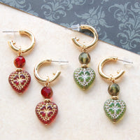 Recipe No.kr0880 Czech beads heart clover perfume earrings