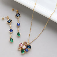 レシピNo.KR0885　貴和クリスタルのリュクストーンネック＆ピアス