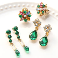 レシピNo.KR0886　貴和クリスタルのランダムフォルムビジューイヤーアクセサリー3種