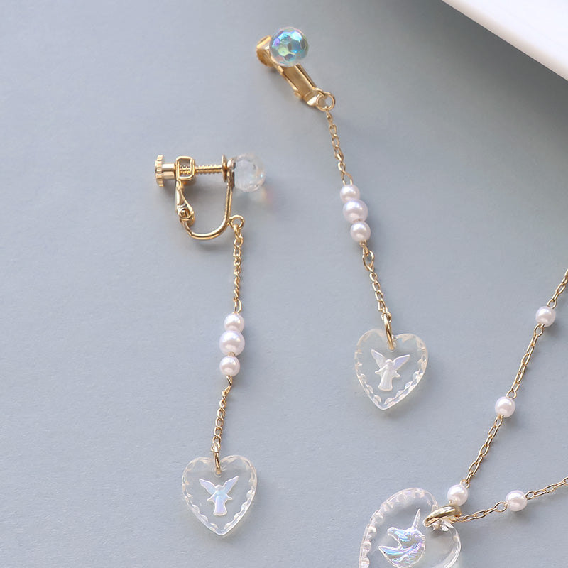 レシピ(図のみ)No.KR0901 ドイツ製ガラス ハートのネック＆イヤリング