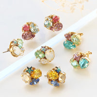 レシピNo.KR0912　貴和クリスタルのミックスビジューイヤーアクセサリー2種