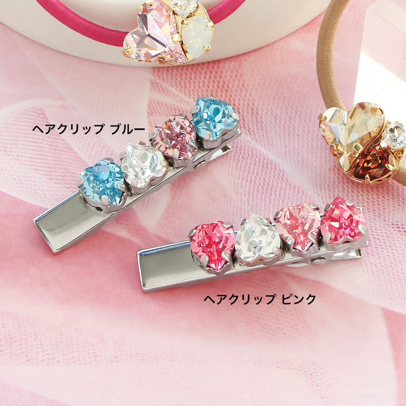 レシピNo.KR0932　貴和クリスタルのラブリーヘアアクセサリー2種