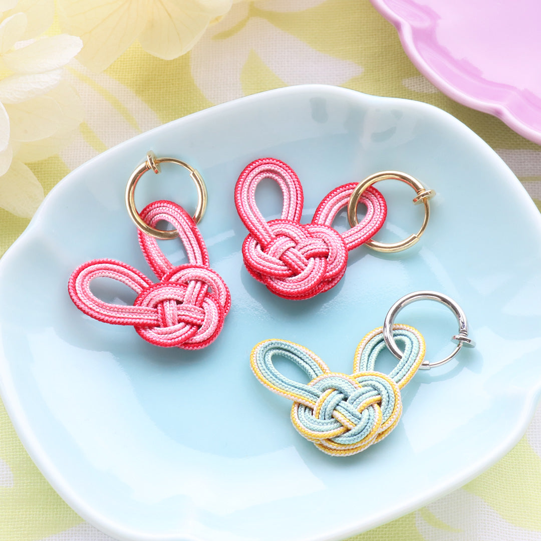 Recipe No.KR0951 Rabbit motif earring made by Awaji knot