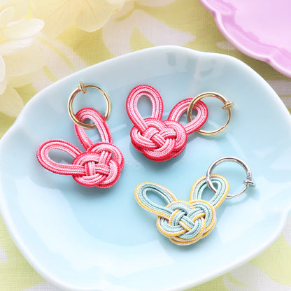 Recipe No.KR0951 Rabbit motif earring made by Awaji knot