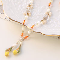 レシピNo.KR0961　チャームチューリップのレトロカラーネックレス