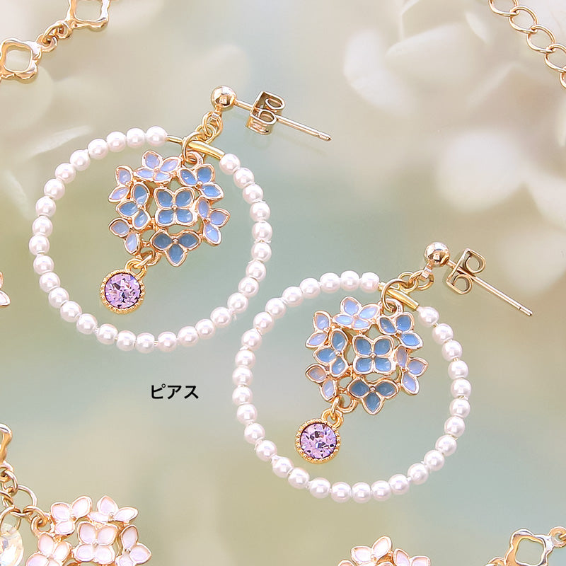 レシピNo.KR0970　チャーム紫陽花のアクセサリー2種