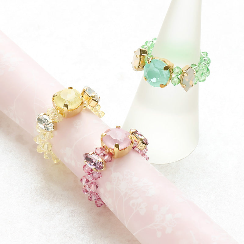 Recipe No.KR0983 Colorful beading ring of Kiwa Crystal