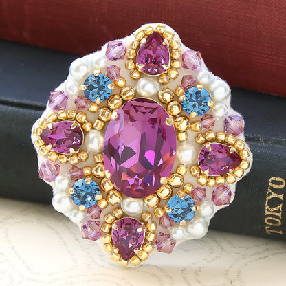 Recipe No.KR0988 Kiwa Crystal Classical Beads embroidery brooch