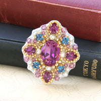 Recipe No.KR0988 Kiwa Crystal Classical Beads embroidery brooch