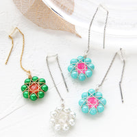 レシピNo.KR1004　クリスタルパールの八芒星ビジューピアス