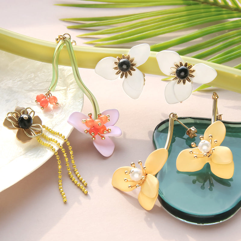 Recipe No.KR1007 Spanish parts 4 kinds of flower -ear accessories