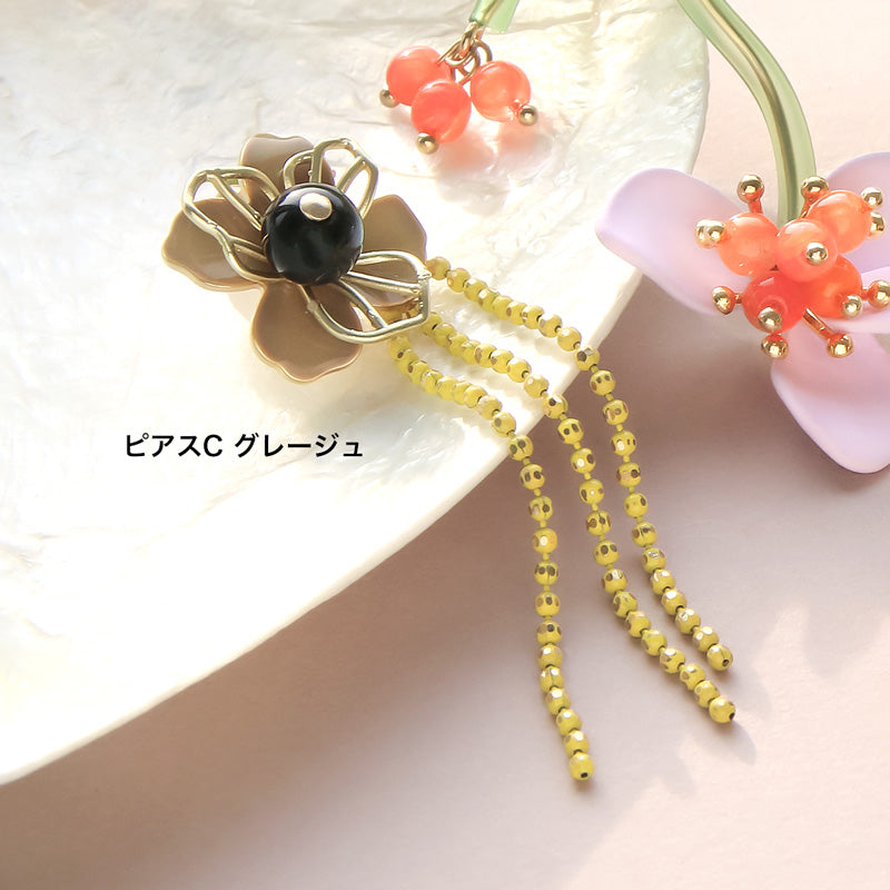 Recipe No.KR1007 Spanish parts 4 kinds of flower -ear accessories