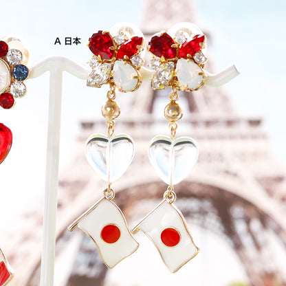 Recipe No.KR1010 2 types of national flag charm earrings