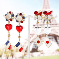 レシピNo.KR1010　国旗チャームのイヤリング2種