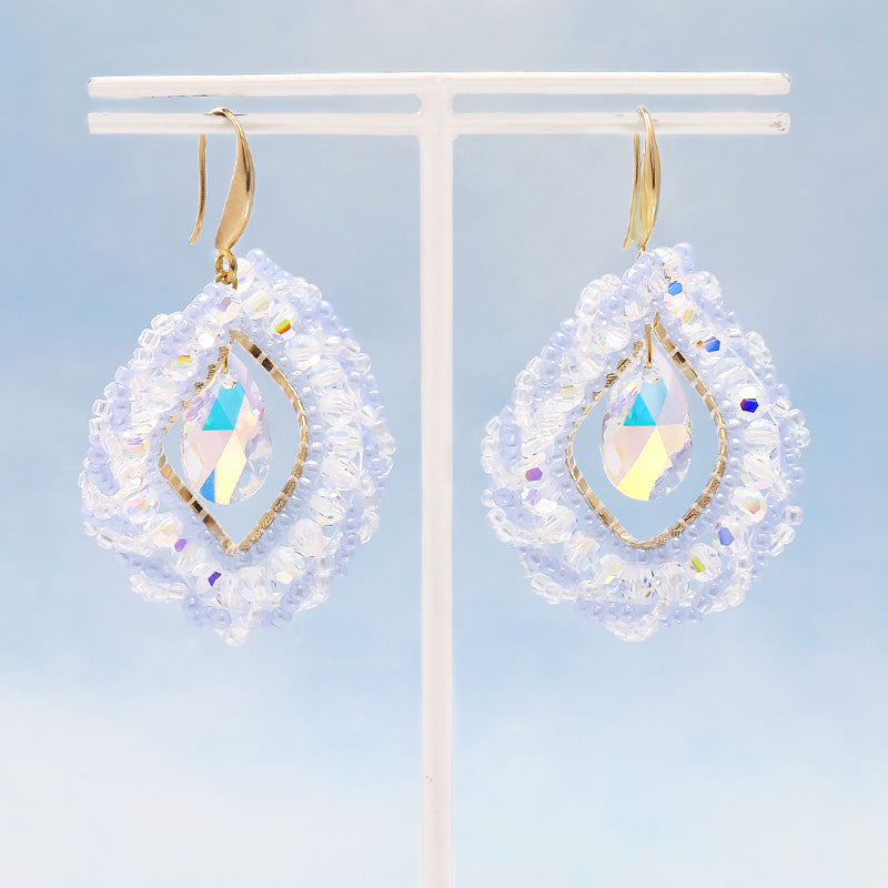 Recipe No.KR1016 Taiwa Crystal and Seed Beads Twist Stech Earrings