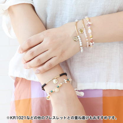 Recipe No.KR1020 Rubber bracelet of natural stone and coin charm