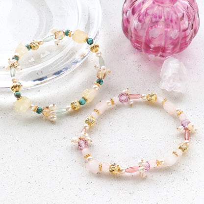 Recipe No.kr1021 Rubber bracelet of natural stone and beads