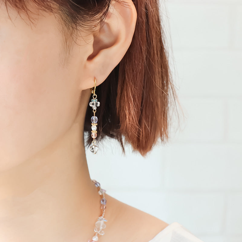 Recipe No.KR1023 Czech Sazare fresh style neck &amp; earrings