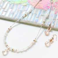 レシピNo.KR1025　天然石めがね留めチャームダブレットのアクセサリー2種