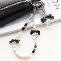 Recipe No.KR1039 German acrylic ribbon & heart smartphone lap key chain