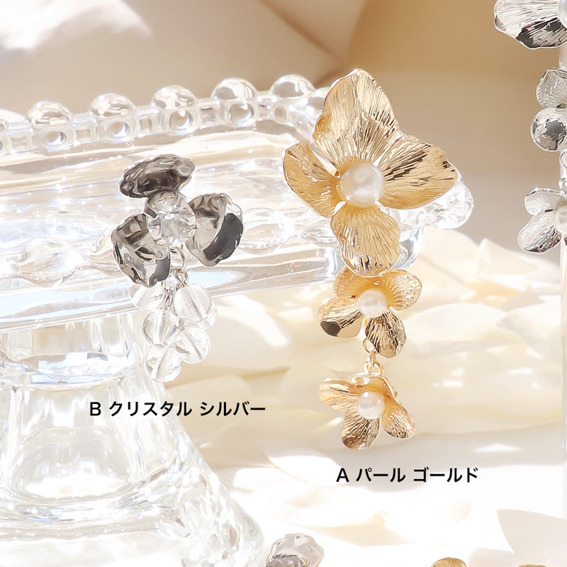 Recipe No.KR1053 2 types of metal flower earrings