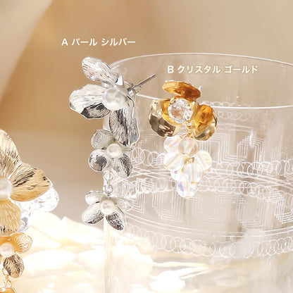 Recipe No.KR1053 2 types of metal flower earrings