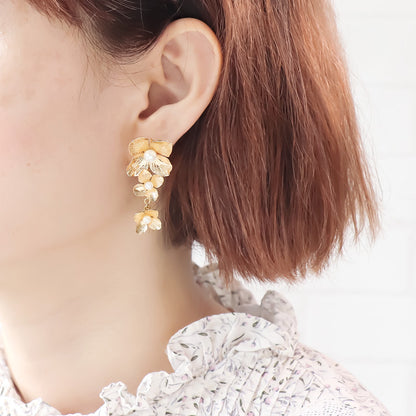 Recipe No.KR1053 2 types of metal flower earrings